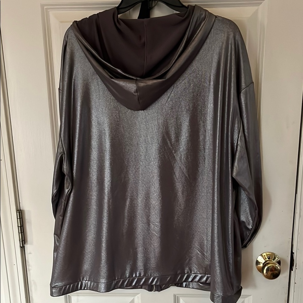 H&M ❤️ Coachella size XL Silver metallic hooded Jacket , pockets - Picture 8 of 16